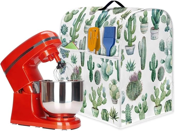 Cactus Mixer Cover | Compatible with 4.5-5 Quart Tilt Head & Bowl Lift Mixers | Dust Protector with Pockets for Accessories