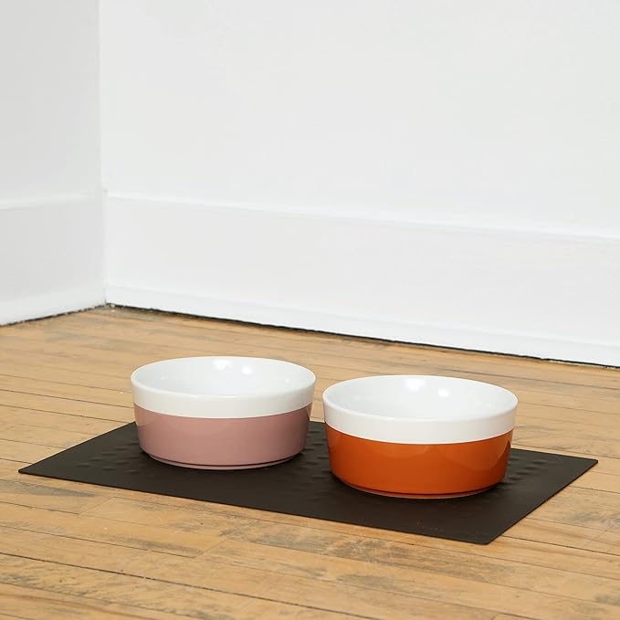 Waggo Dipper Ceramic Dog Bowl Heavyweight Durable Dog Food and Water Dish (Large, Teracotta)