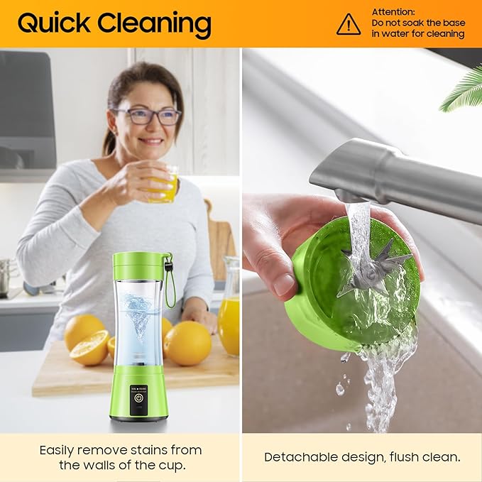 Portable Blender for Smoothies and Shakes - Cordless Personal Blender with 380Ml BPA Free Travel Cup, 6 Stainless Steel Blades for Powerful Blending, Suit for Sports/Travel/Home