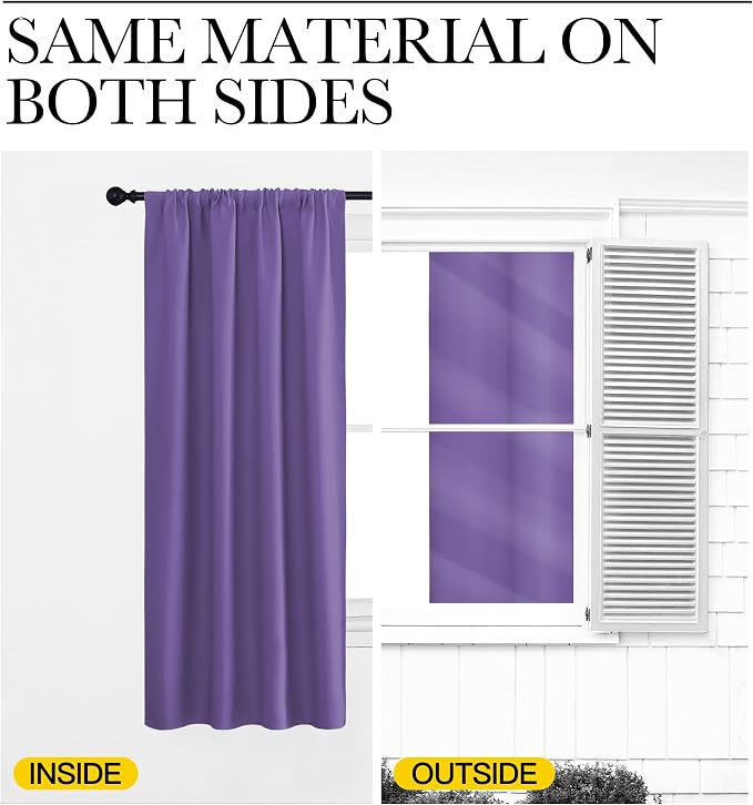 NICETOWN Blackout Curtains for Living Room, Lilac Purple, 2 Panels, 42 by 63