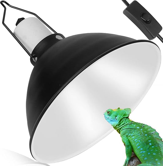 Reptile Reflector Dome Lamp Fixture, 8.5 inch Deep Polished Aluminum UVB Light Fixture for Reptile Glass Terrariums fit UVB UVA Bulb, Basking Heat Bulb, Ceramic Heat Emitter