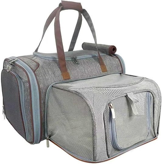 Mr. Peanut's Expandable Airline Approved Soft Sided Pet Carrier, Low Profile Gold Series Tote, Premium Brand Self Locking Zippers, Plush Faux Fleece Bedding with a Sturdy Composite Base