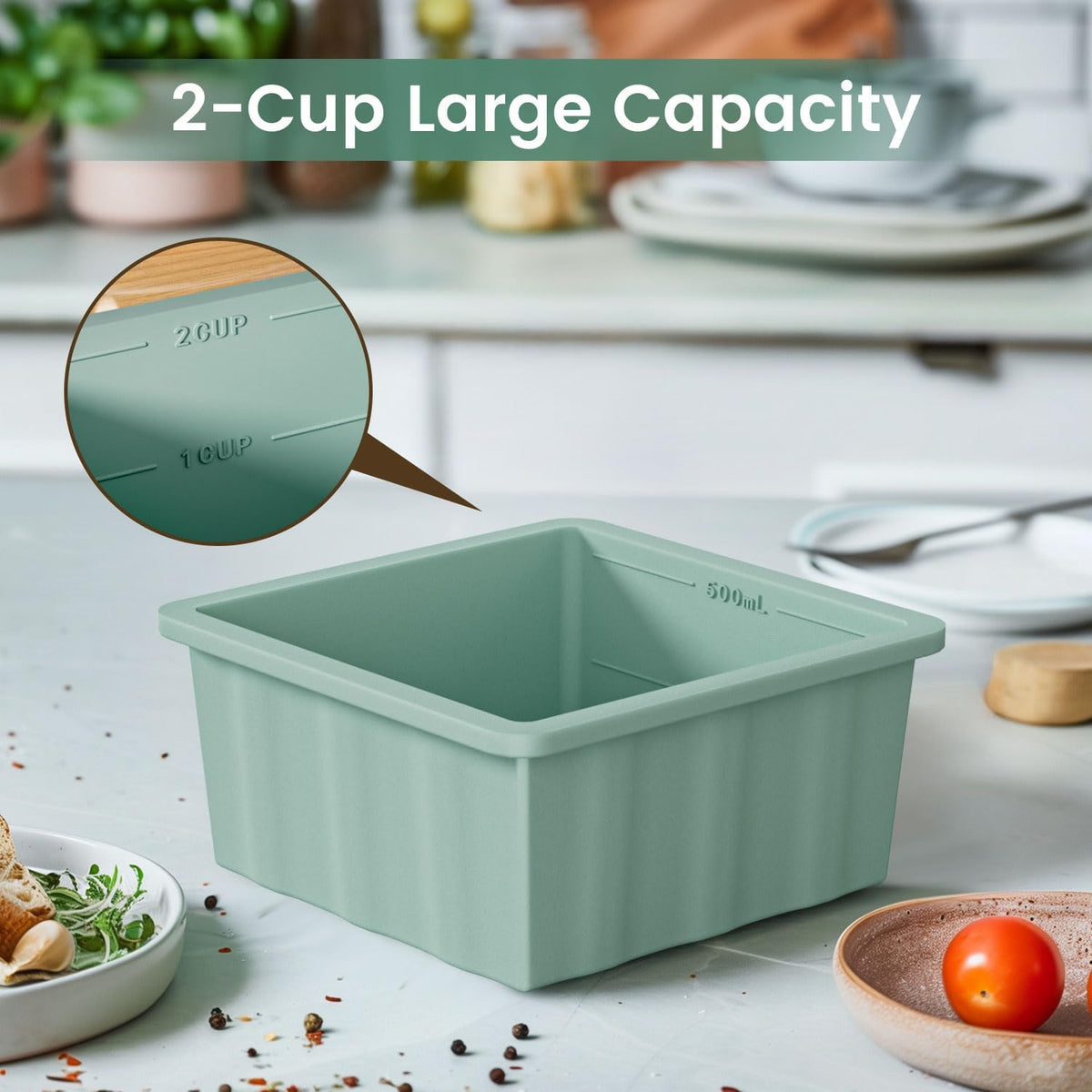 Silicone Freezer Tray for Soup Ice Cubes: 2-Cup Freezing Trays with Lid for Meal Prep - 4Pack Silicon Soup Portion Freeze Tray Make Stock Souped Ice Cube
