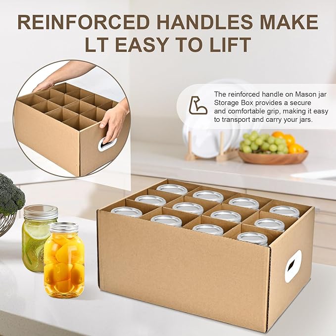 6 Pcs Canning Jar Storage,Fits 32 oz Jars Regular or Wide Mouth Canning Jar Storage,12 Cells, Mason Jar Organizer.