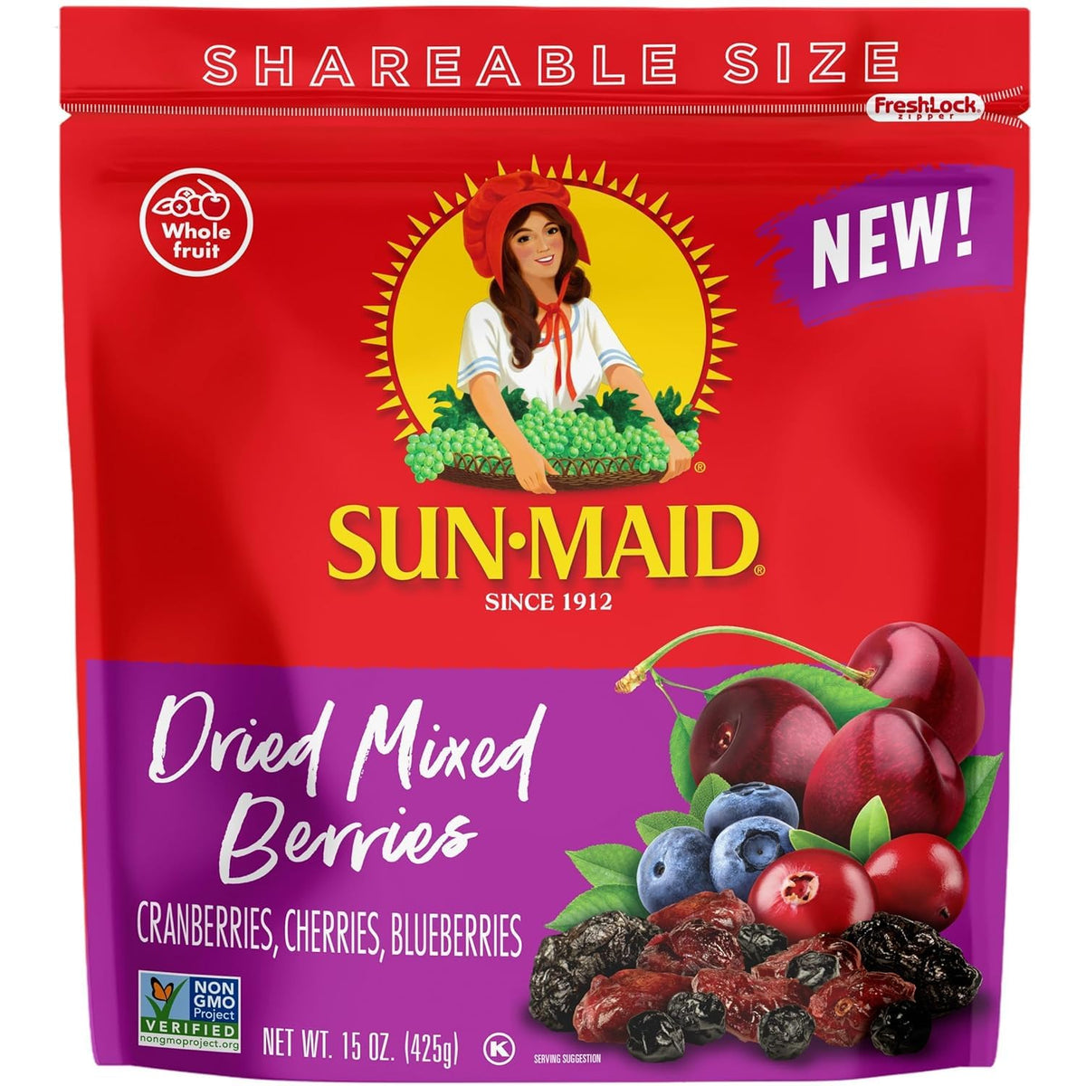 Sun-Maid Dried Mango Slices - 15 oz Resealable Bag - Sweetened with Cane Sugar - Dried Fruit Snack for Lunches, Holiday Snacks, and Charcuterie Boards