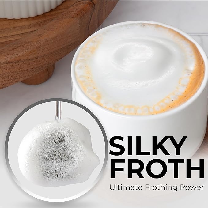 Zulay Kitchen Powerful Milk Frother Wand With Duracell Batteries - Ultra Fast Handheld Drink Mixer - Electric Whisk Foam Maker for Coffee, Lattes, Cappuccino & Matcha - Triple Whisk - Ocean Depth