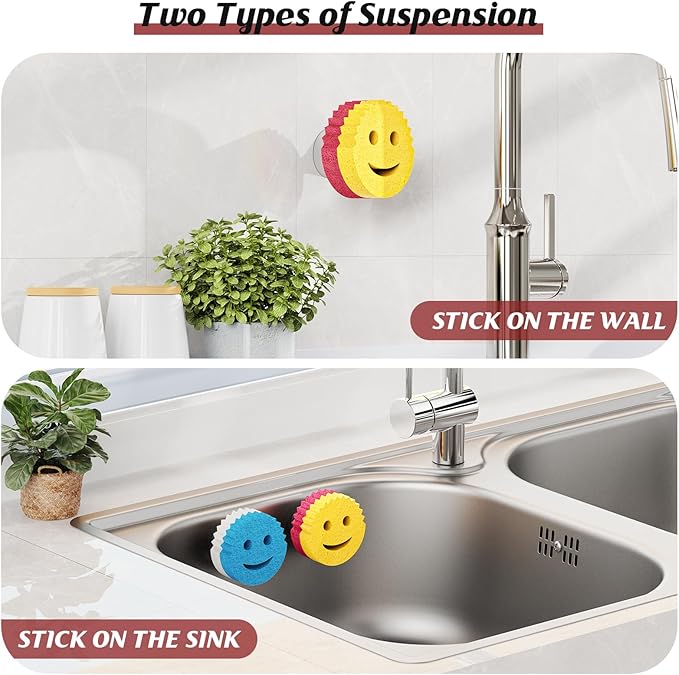 Kontoyo Sponge Holder for Kitchen Sink,Sink Caddy Organizer with Suction Cup Installation for Kitchen/Bathroom, Self Draining,Sponge Caddy for Holding Smiley Sponges-Green