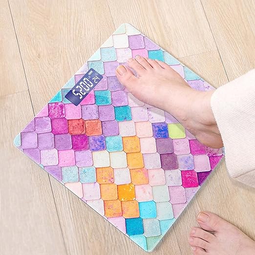 Weight Scale Digital Scale for Body Weight Bathroom Scales Personalized Scale for Body Weight 400 lbs with Large Backlit Display Easy Read - Colorful Tiles