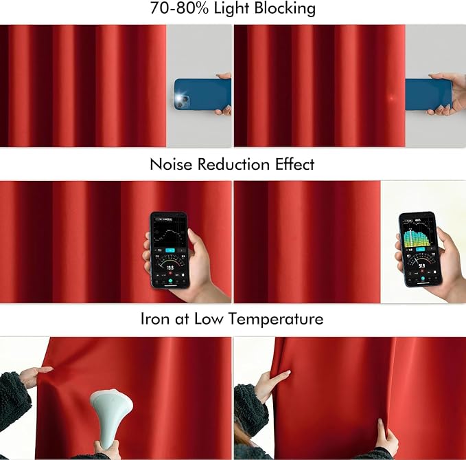 MIULEE Christmas Red Back Tab Blackout Curtain 96 Inch Long 2 Panels Set