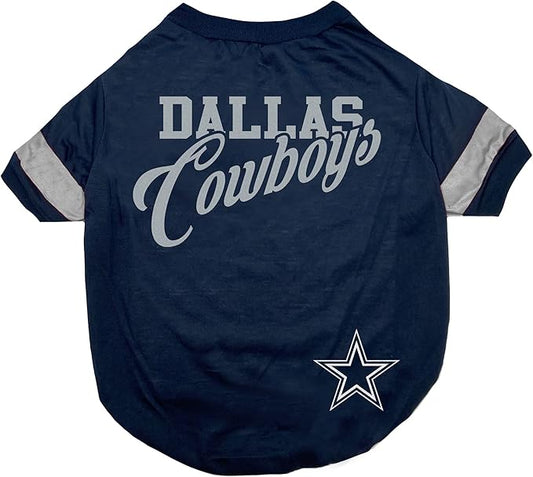 NFL Dallas Cowboys T-Shirt for Dogs & Cats, Medium. Football Dog Shirt for NFL Team Fans. New & Updated Fashionable Stripe Design, Durable & Cute Sports PET TEE Shirt Outfit