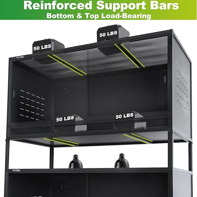 Stackable PVC Reptile Enclosures 44 Gallon ToxiRium Large Reptile 40''x16''x16 Space efficient Tank for Bearded Dragon Lizard Snake,Wide Breeding Vivarium with Sliding Glass Doors Lock-with spacers