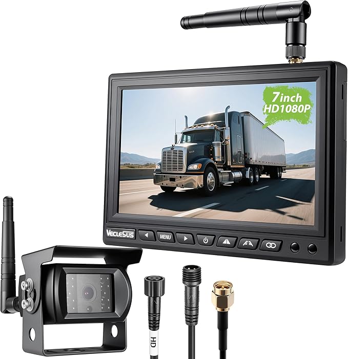 Wireless Backup Camera for Trucks VMW7 high Definition 1080P 7” IPS Monitor System,High-Speed Stable Transmission & Waterproof for Truck,Recreational Vehicle Trailer,Bus,Harvester Pickup Motorhome