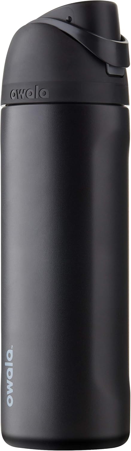Owala FreeSip Insulated Stainless Steel Water Bottle with Straw, BPA-Free Sports Water Bottle, Great for Travel, 24 Oz, Very, Very Dark | Insulated, with Straw, for Sports, Travel, and School, BPA-Free