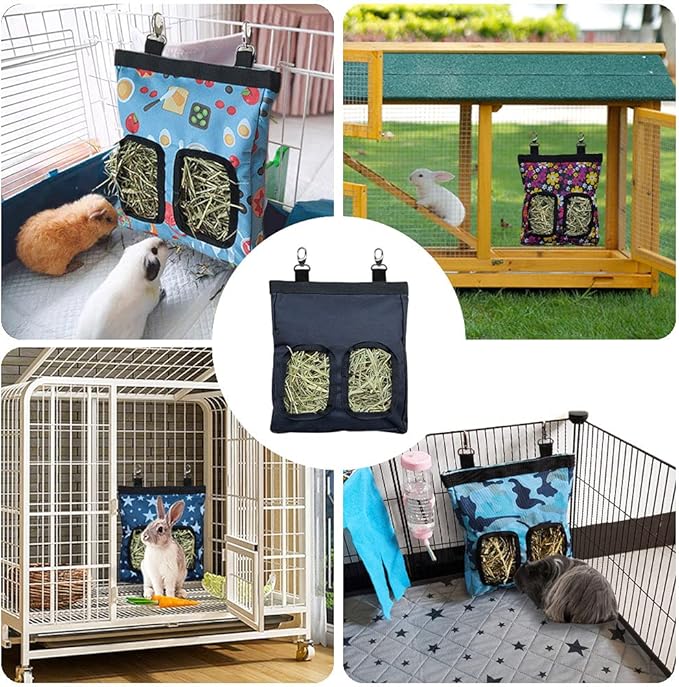 Guinea Pig Hay Feeder, Hanging Rabbit Hay Feeder Bag for Guinea Pigs Bunnies Chinchillas. M, Colorful Dots