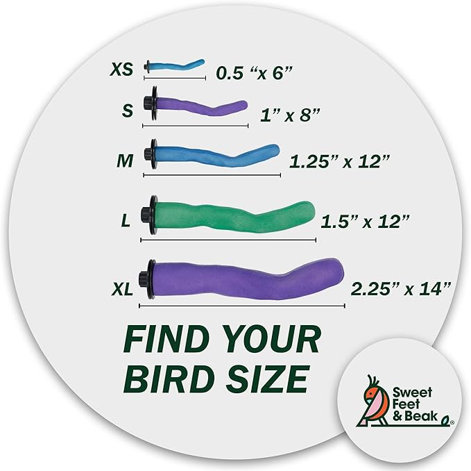 Sweet Feet & Beak Safety Pumice Bird Perch, Large 1-1/2" X 12", Blue - Lightweight Grinding Bird Perches for Cage - Bird Nail Trimming Perch for Healthy Beak & Feet - Multi-Size & Color Parrot Stand