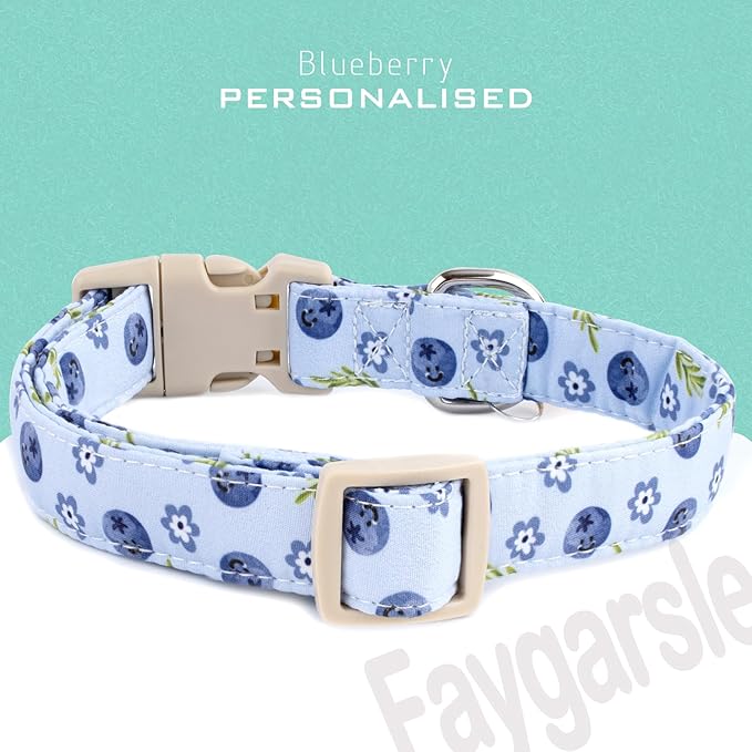 Faygarsle Blueberry Pattern Dog Collar for for Summer Small Medium Large Dogs Light Blue M