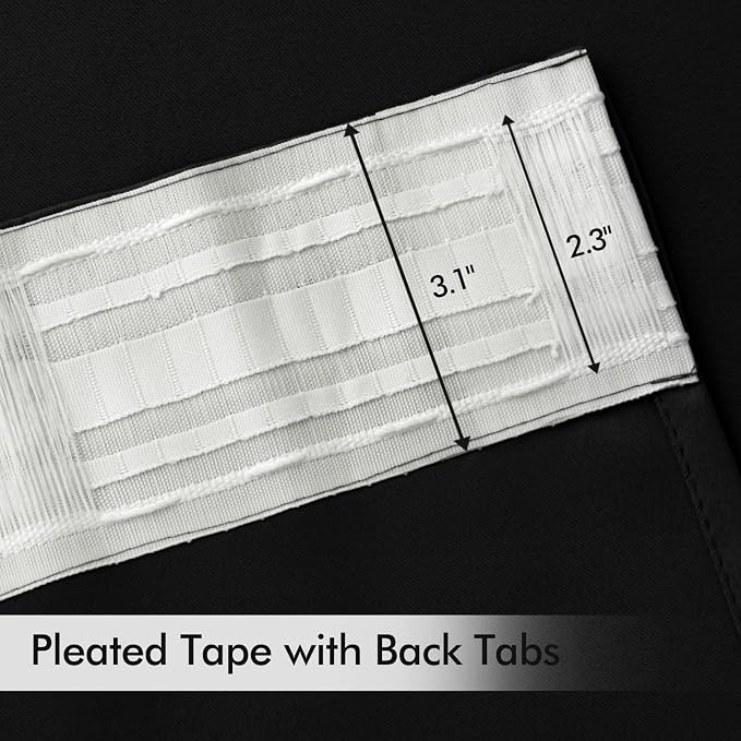MIULEE Black Back Tab Blackout Curtains 100 Inch Length 2 Panels Set