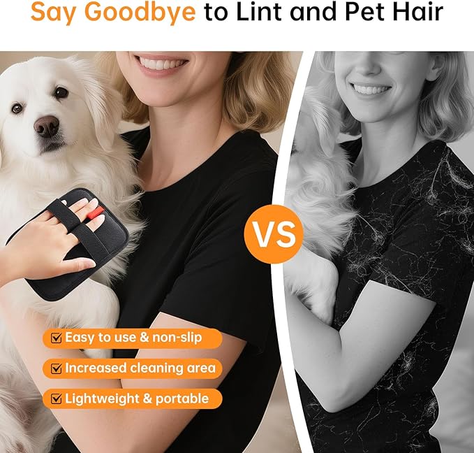 1 Pcs Static Pet Hair Removal Glove, Reusable Electrostatic Pet Cat Dog Hair Remover Grooming Gloves Brush Tool for Couch, Furniture, Carpet, Car Seat
