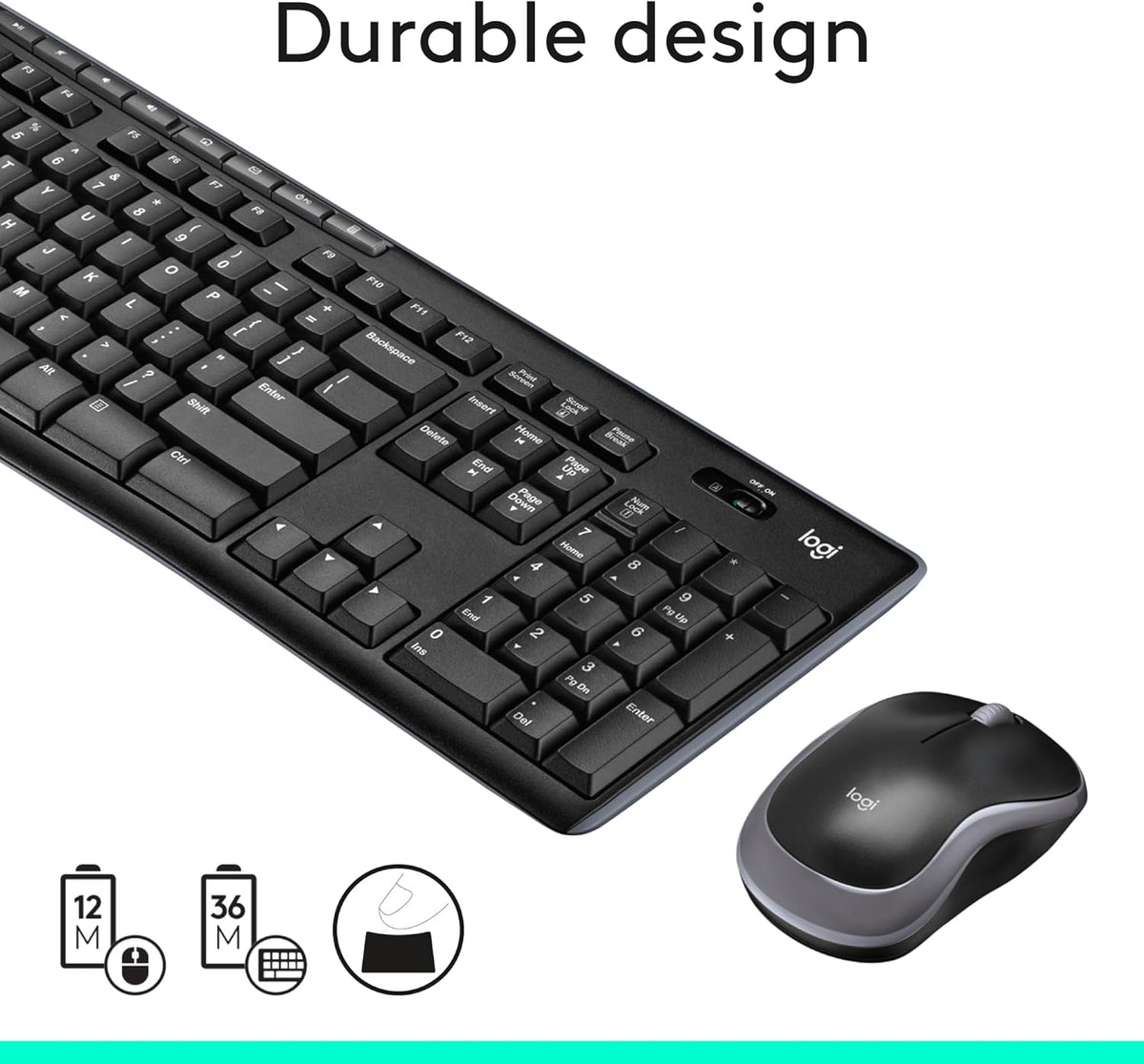 Logitech MK270 Wireless Keyboard and Mouse Combo for Windows, 2.4 GHz, 8 Multimedia Keys, PC, Laptop, Wireless Keyboard Compact Mouse Combo - Black