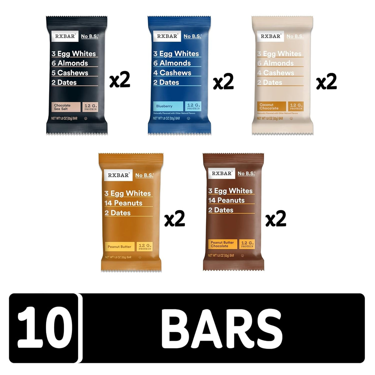 RXBAR Protein Bars, Snack Bars, Variety Pack (10 Count)