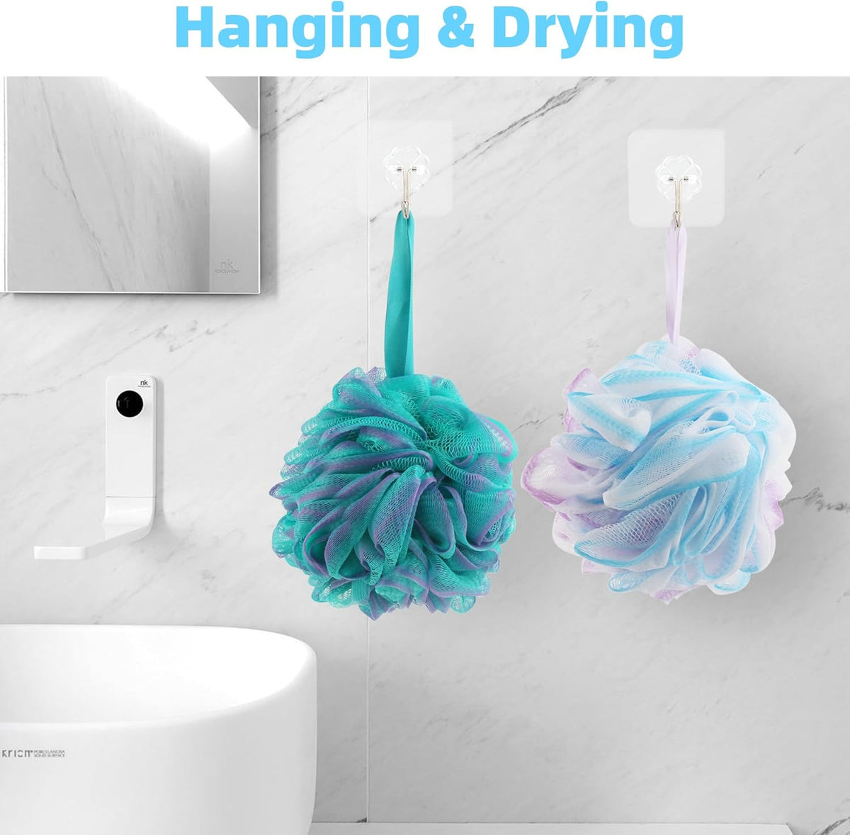 Chuya Bath Sponges Loofahs 70 Grams Large Size,4 Pack Shower Sponge Exfoliating Cleaning Bath Loofa Body Scrubber Balls for Women Men Children Washing