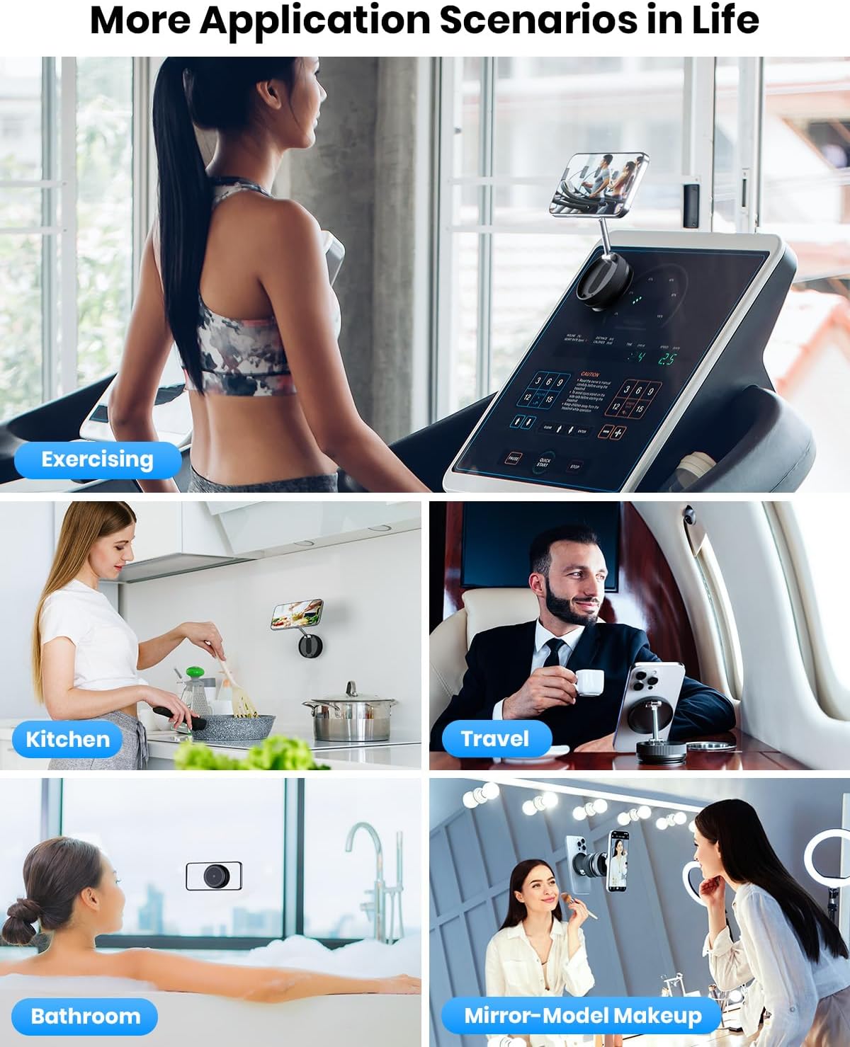 2026 Upgraded 360° Vacuum Magnetic Car Phone Holder for Magsafe [96+LBS Strongest Suction & 2800gf Strongest Magnetic], Adjustable Car Phone Mount for Your Car/Gym/Mirror/Shower for iPhone & Android