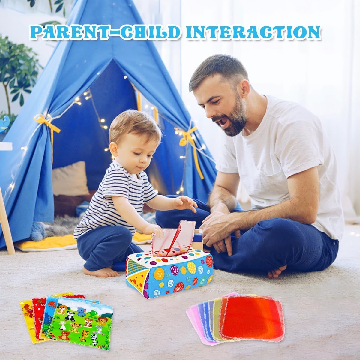 Aiduy Baby Toys 6 to 12 Months - Baby Tissue Box Toys Montessori Toys for Babies 6-12 Months Soft Crinkle Infant Sensory Toys for 1 Year Old Early Learning Toys Baby Boys Girls Gifts