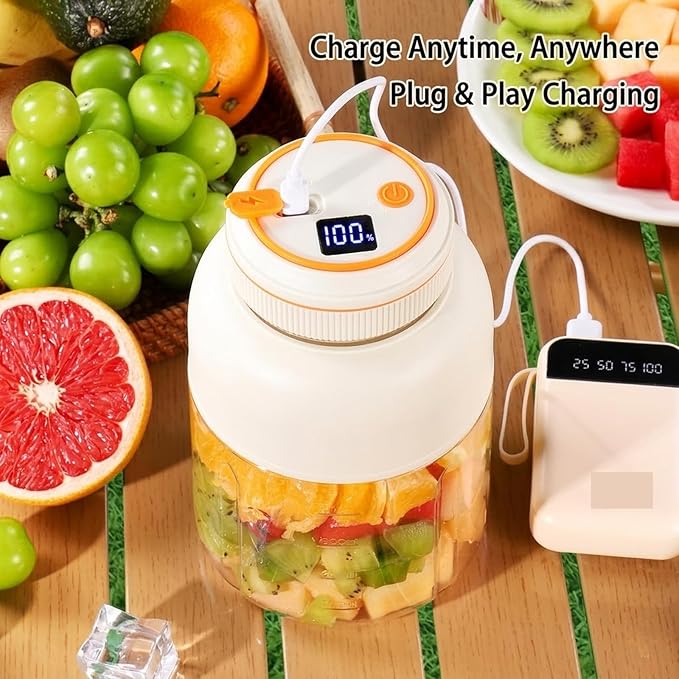 2026 New Portable Wireless Juicer Cup, 1300 ML Large Capacity 38 Blade Wireless Juicers, USB Rechargeable with Dual Lid for Shakes & Smoothies with Zero Cord Hassle for Office Outdoor (Blue,800ml)