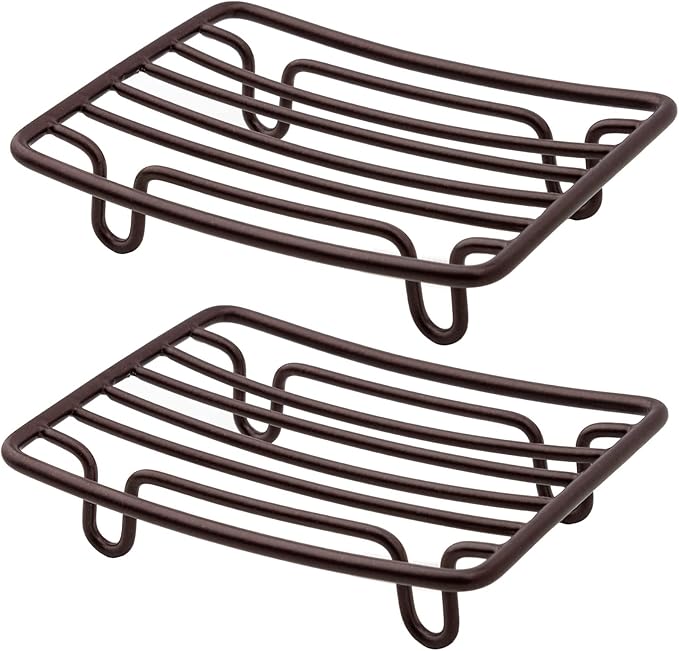 Bar Soap Dish Holder for Shower Bathroom Stainless Steel Rust Proof Self Draining, Bronze-2 Pack