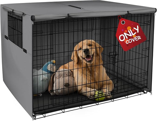 Explore Land Dog Crate Cover Heavy Duty Polyester Pet Kennel Sunshade Universal Fit for 24 inches Wire Cage (Grey)