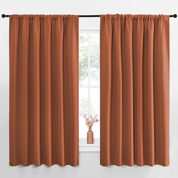 NICETOWN Blackout Curtains for Bedroom, Burnt Orange, 1 Pair, 70 by 63-inch