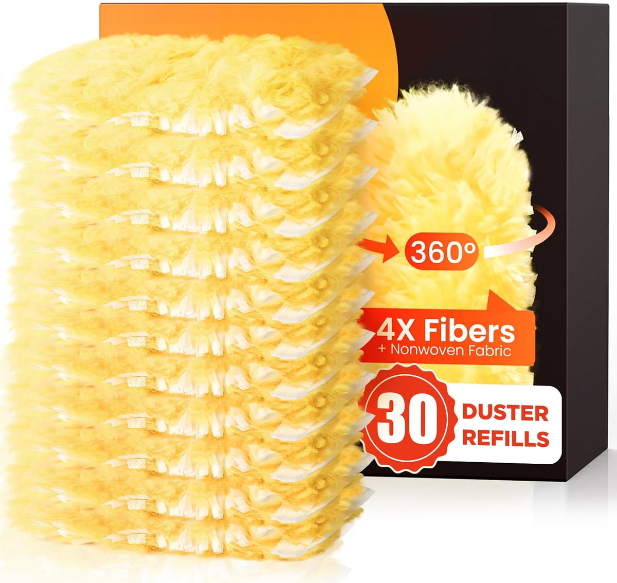 30 Count Heavy Duty Duster Refills for Swiffer, Multisurface 360° Larger Size Dusters with 4X Microfibers, Unscented Disposable Dusters for Cleaning Home, Blinds, Fans, Corners (Only Duster)