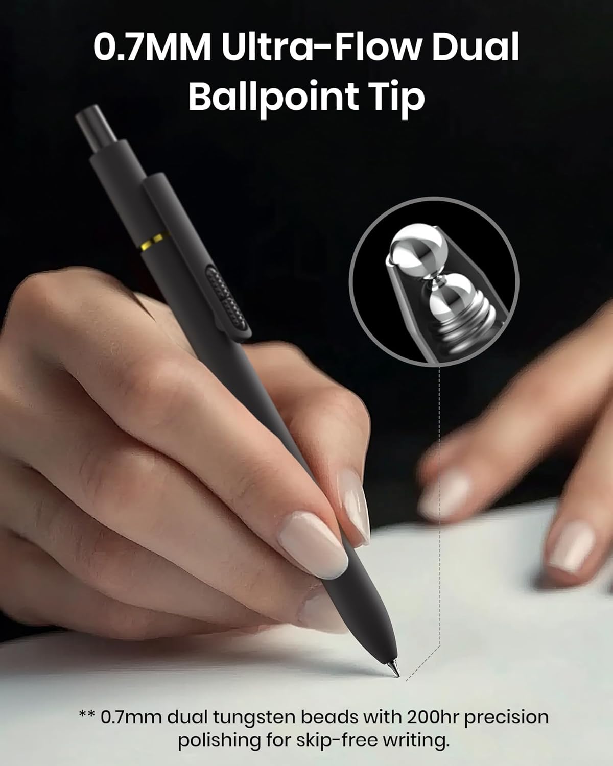 8 Pcs Gel Pens - 0.7mm Fine Point Smooth Writing Black Ink, Quick-Dry Long Lasting Fidge Pens, School & Office Supplies for Men Women