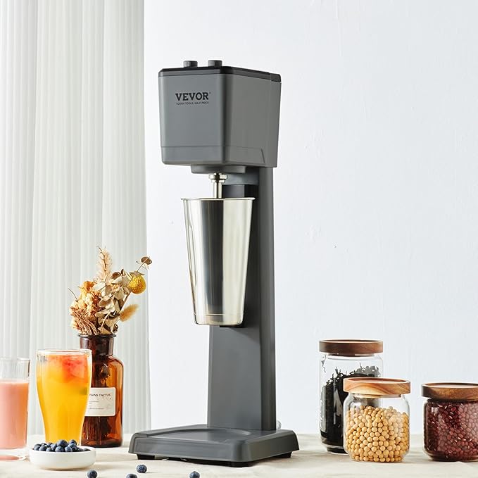 VEVOR Milkshake Machine, 375W Milkshake Maker Mixer, Single Head Drink Mixer Blender Machine, 3-Speed Milkshake Blender with 820ml Stainless Steel Cup for Commercial