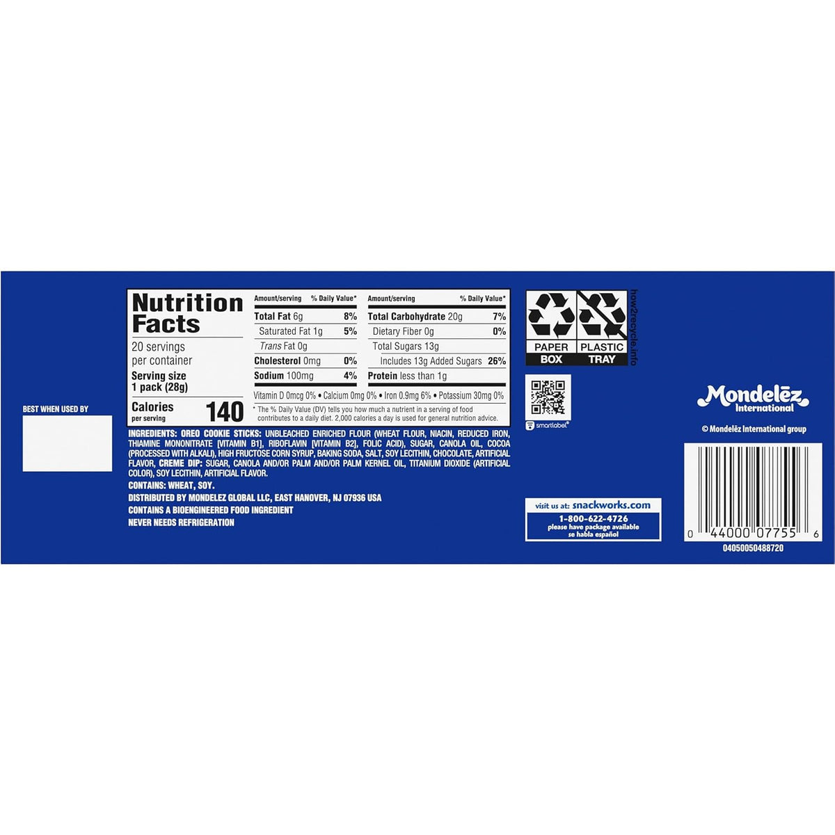 Handi-Snacks OREO Cookie Sticks 'N Creme Dip Snack Packs, 20 Snack Packs