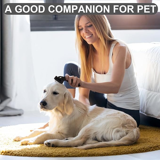 Dog Brush for Shedding & Grooming Small Medium Large Dogs & Cats - Remove Loose Fur, Knot, Undercoat. Suitable for Long Short Hair Lengths sensitive Animals, Black