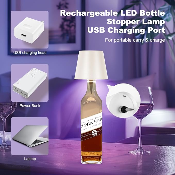 2025 New Wireless Bottle Lamp,RGB LED Bottle Light with Remote Dimmable(RGB White, 1pc)