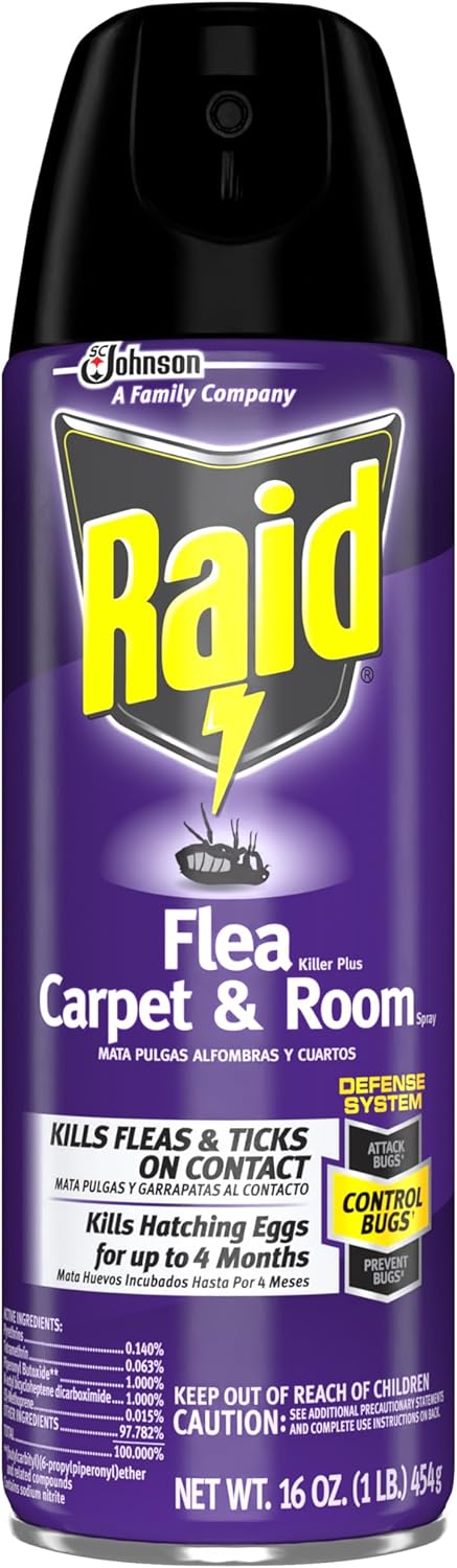 Raid Flea Killer Carpet & Room Spray, Kills hatching eggs for up to 4 months, 16 Oz