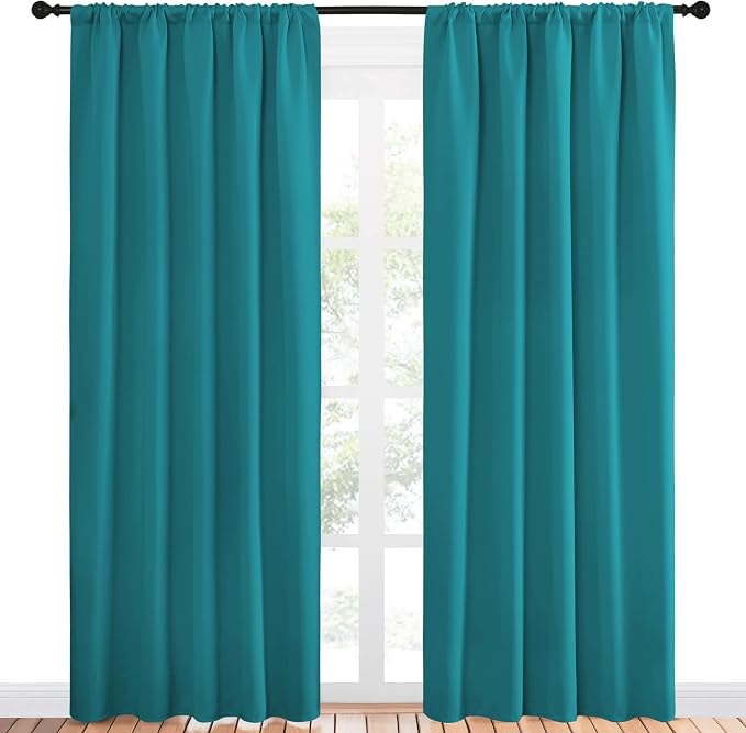 NICETOWN Peacock Blue Blackout Curtains Panels