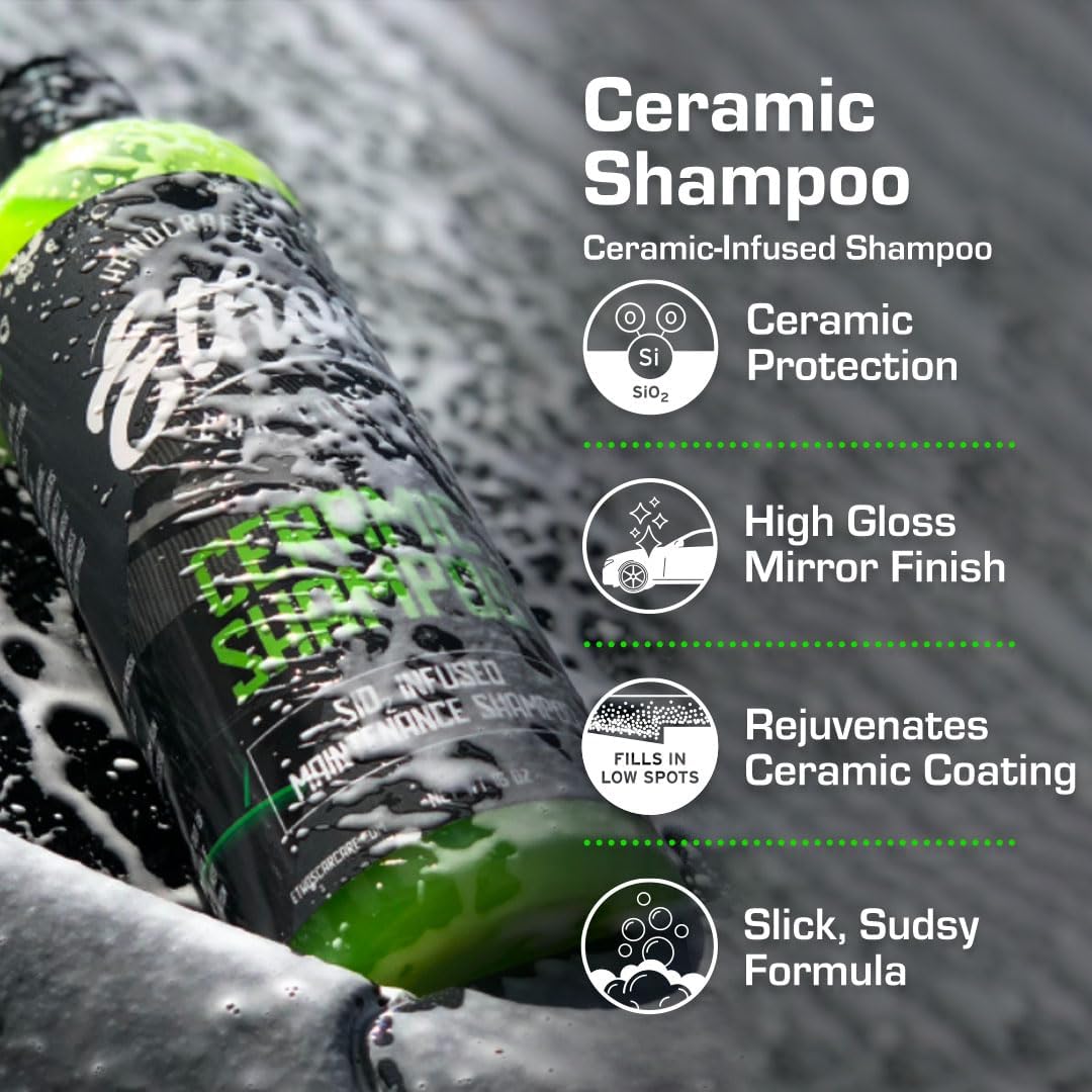Ceramic Car Shampoo - Slick Car Wash Soap for Ceramic Coatings - pH-Balanced Car Wash Shampoo - Adds Hydrophobic Protection | Enhances Coatings, Waxes or Sealants | Incredible Shine