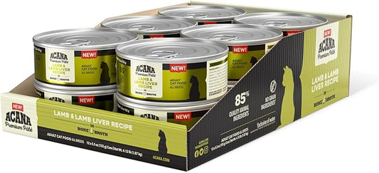 ACANA PREMIUM PATE Wet Cat Food, Lamb & Lamb Liver Recipe in Beef Bone Broth, 5.5oz (Case of 12)
