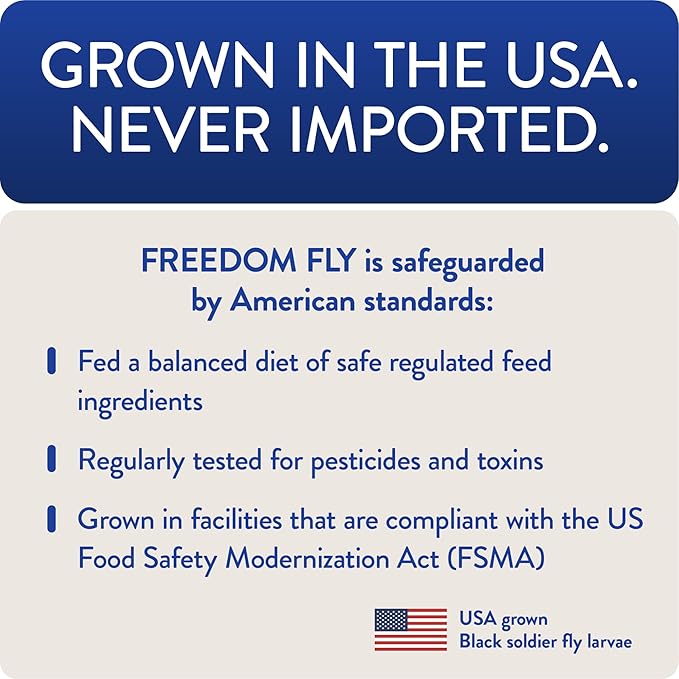 Freedom Fly, All American Dried Black Soldier Fly Larvae Poultry Treats, 1 lb