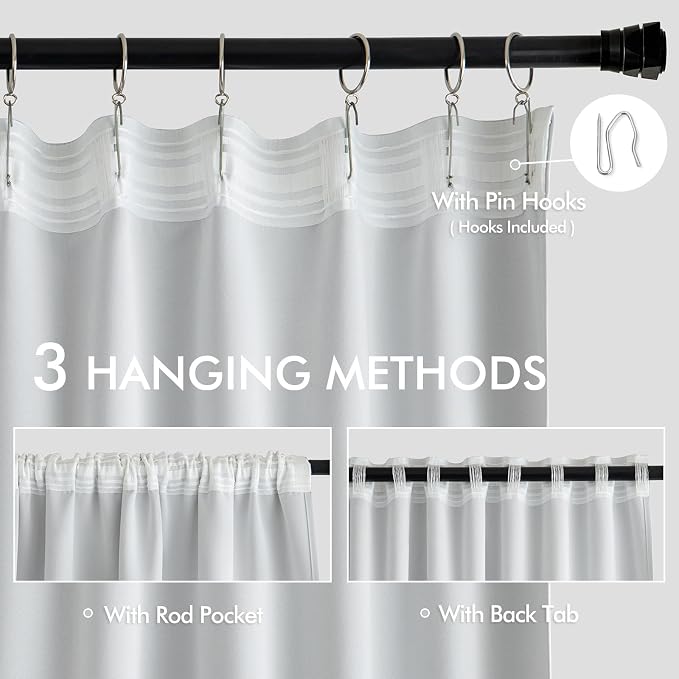 MIULEE Back Tab Light Blocking Curtains 120 Inch Long 2 Panels Set
