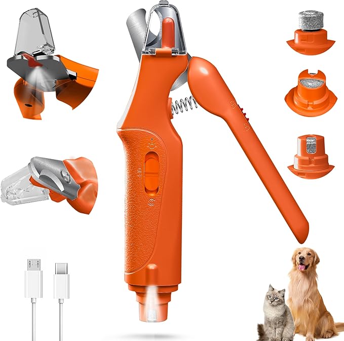 2 in 1 Dog Nail Clippers and Grinder with Lights & Cat Nail Clipper for Large Medium Small Dogs Cats Nail Trimmers USB Rechargeable with 2 LED Lights Dog Claw Care for Non-Black Nails