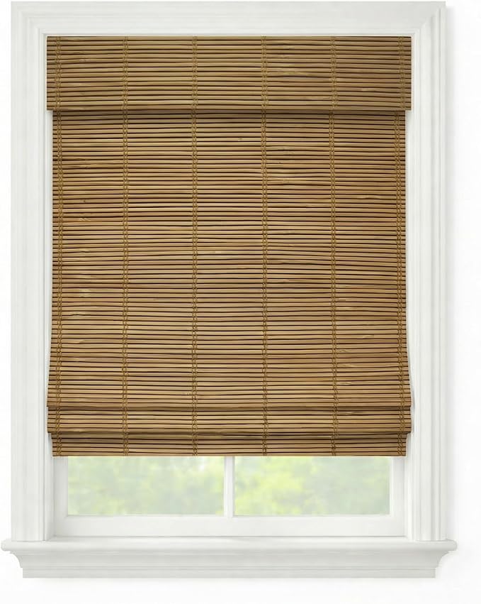 Cordless Woven Wood Roman Shades, 40W x 72H, Bayhead Natural, Sizes 20-72 Wide