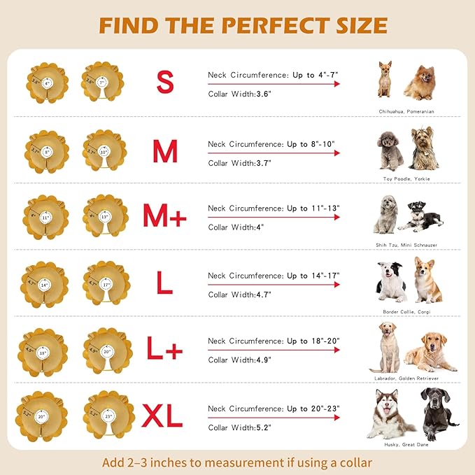IEUUMLER Inflatable Recovery Dog Collar, Protective Donut Cone, Adjustable Soft Collar for Dog and Cat After Surgery Prevent from Biting & Scratching EU002 - Brown Lion L+