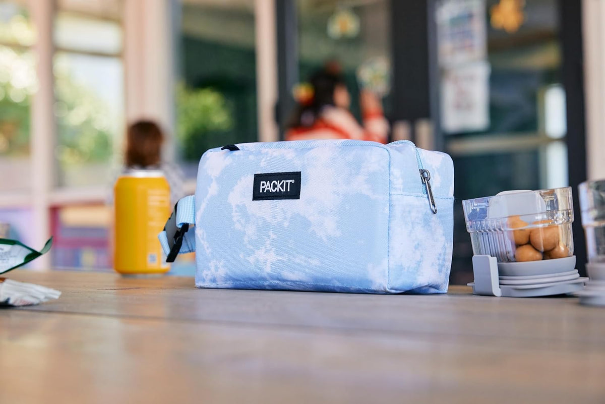 PackIt Freezable Snack Box, Rainbow Sky, Built with ECOFREEZE Technology, Collapsible, Reusable, Zip Closure with Buckle Handle, Great for All Ages and Fresh Snacks on the go