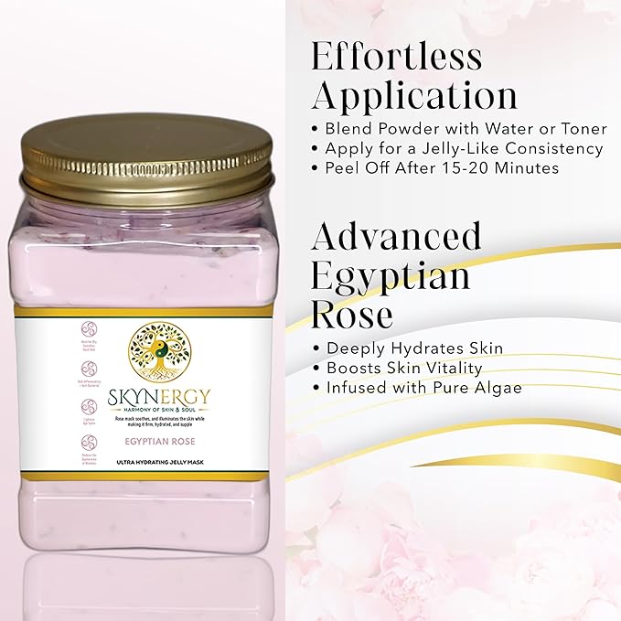Egyptian Rose Jelly Mask - Professional Grade HydroGlo Peel Off Face Mask for Skin Hydration, Radiance, Reduced Fine Lines & Pigmentation Vajafacial Jelly Mask | 12 Applications (30 fl oz)
