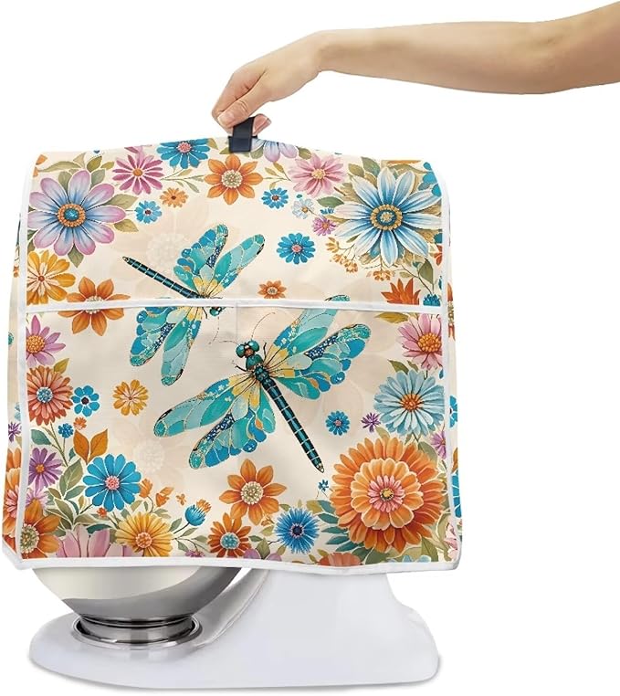 Country Sunflower Blender Cover for 6-8 Qt Mixers Practical Kitchen Stand Mixer Cover with Top Handle and Storage Pocket Washable Appliance Dust Protector for Modern Kitchen