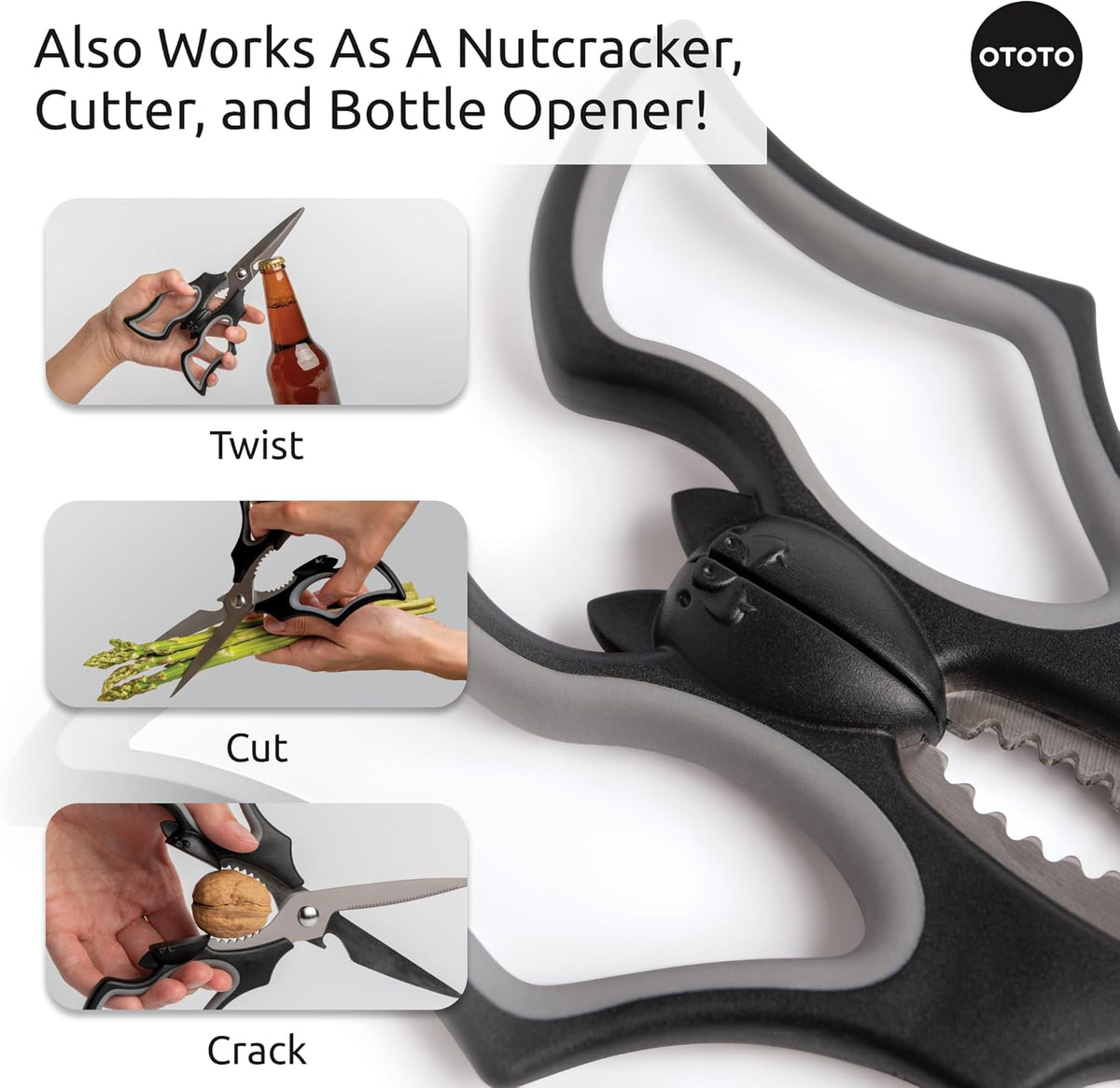 OTOTO Elizabat Kitchen Scissors - Halloween Goth Cute Bat Kitchen Shears, Gothic Scissors Utensils - Spooky Bats Halloween Gifts, Cute Gadgets